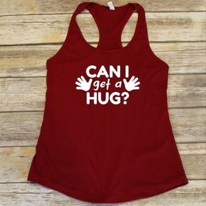 Can I Get a Hug - ladies fitted red tank top